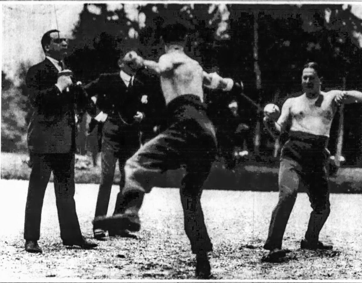 The Aldo-Cotronei duel, captured in Brooklyn's Standard Union. Afterward, the newspaper reported, the duelists "kissed and made up." 